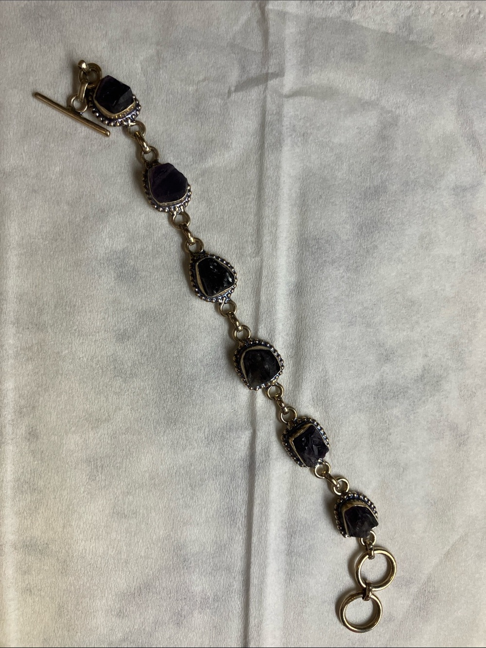 Amethyst Raw Stone Link Bracelet